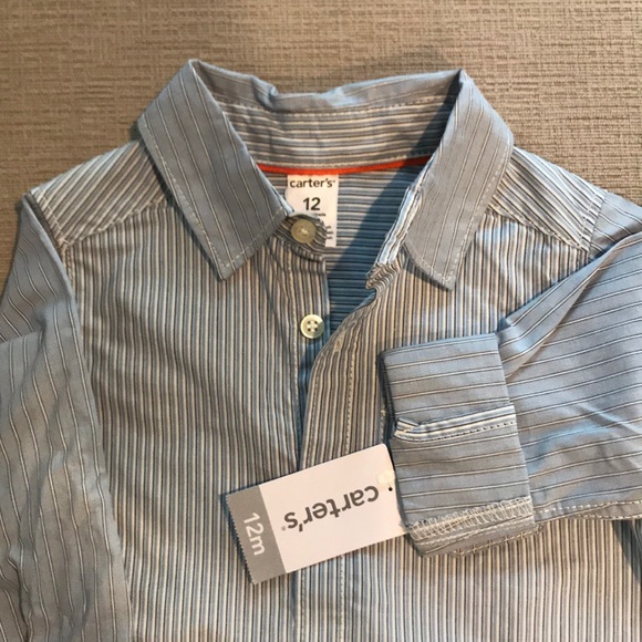 Carter’s Boy 2pc Striped Button Shirt/Canvas Pants - Picture 3 of 4